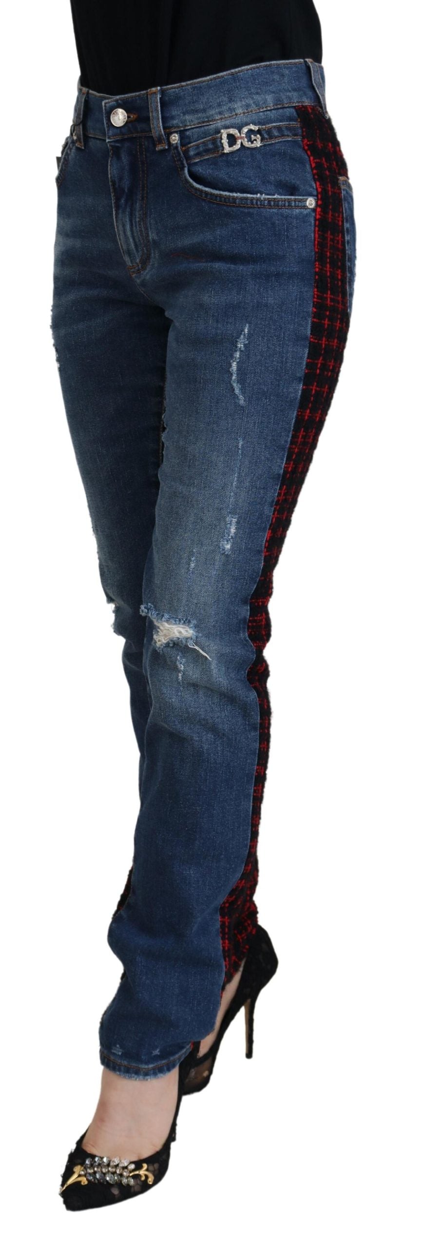 Pantalones vaqueros con espalda a cuadros y elegancia elevada