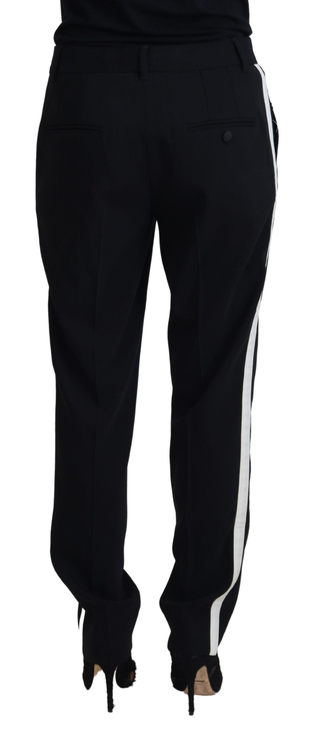 Pantalones elegantes de mezcla de lana y seda negros