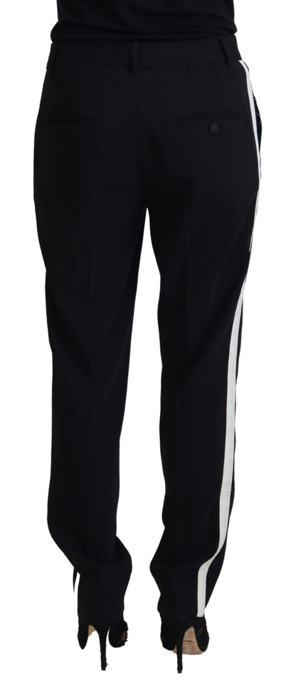Pantalones elegantes de mezcla de lana y seda negros