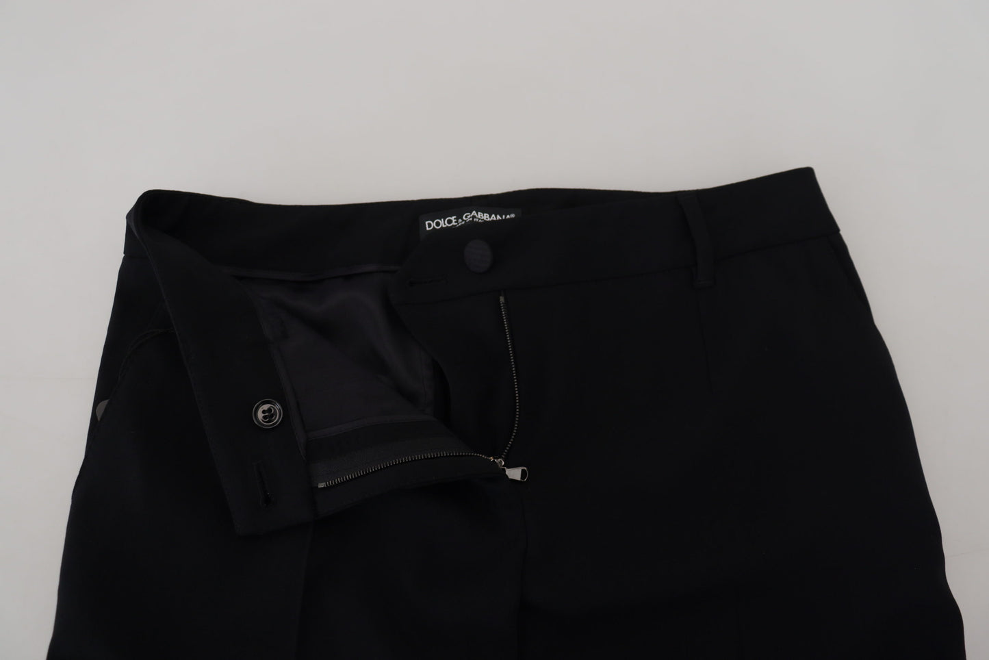 Pantalones elegantes de mezcla de lana y seda negros