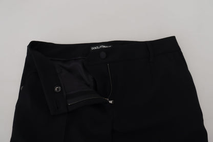 Pantalones elegantes de mezcla de lana y seda negros