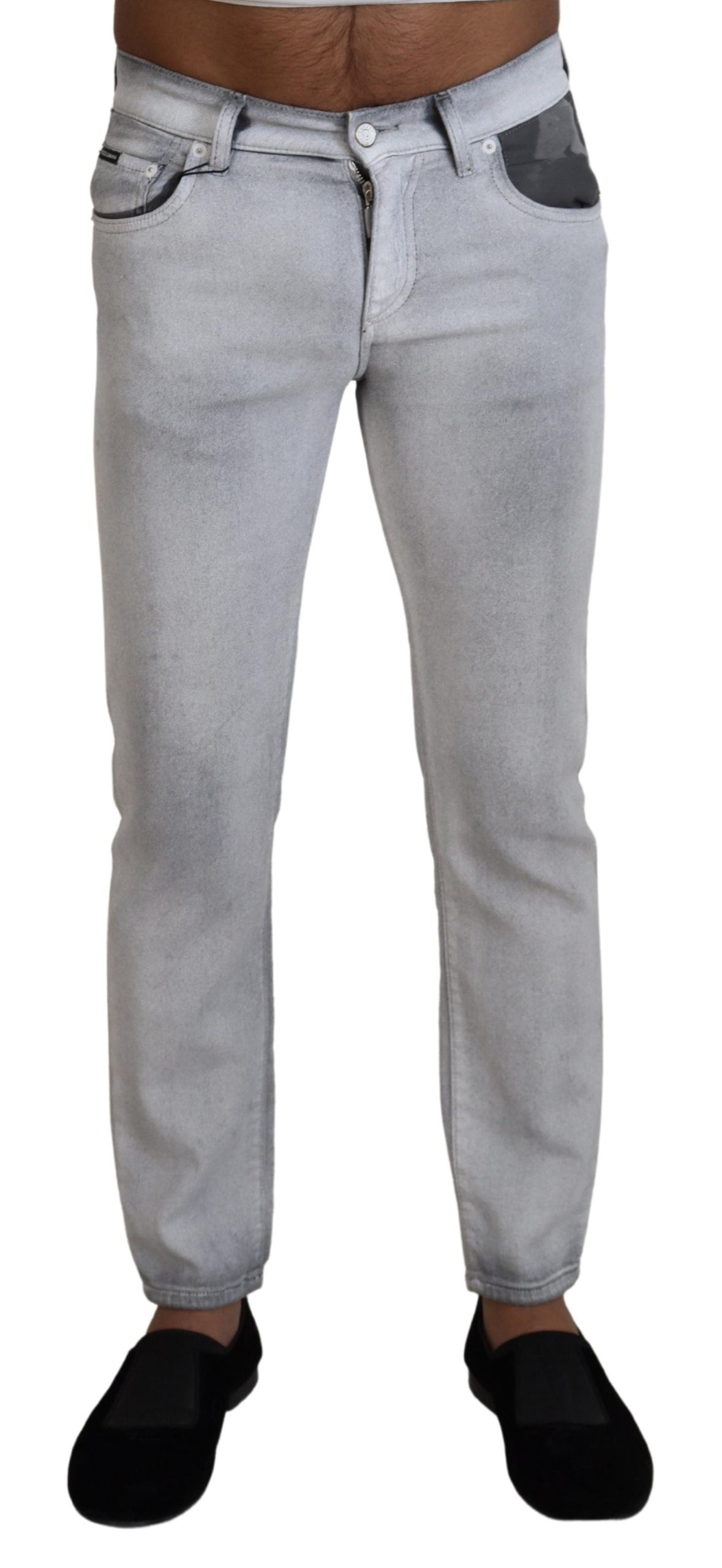 Pantalones elegantes de mezcla de algodón lavado en gris