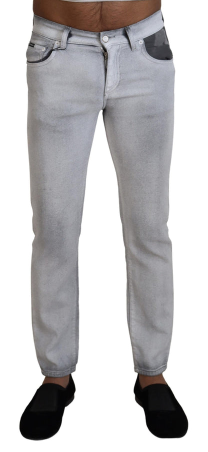 Pantalones elegantes de mezcla de algodón lavado en gris