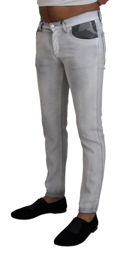 Pantalones elegantes de mezcla de algodón lavado en gris