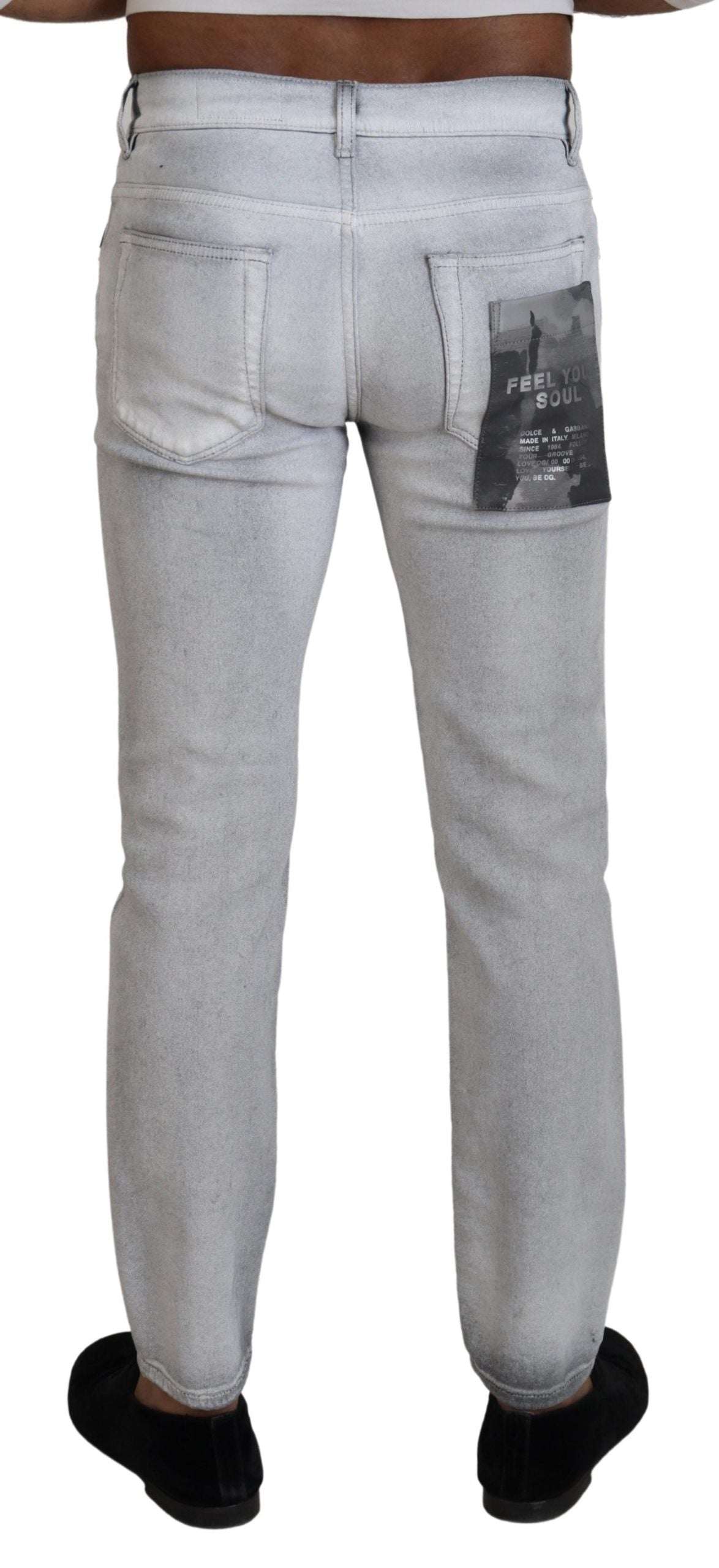 Pantalones elegantes de mezcla de algodón lavado en gris