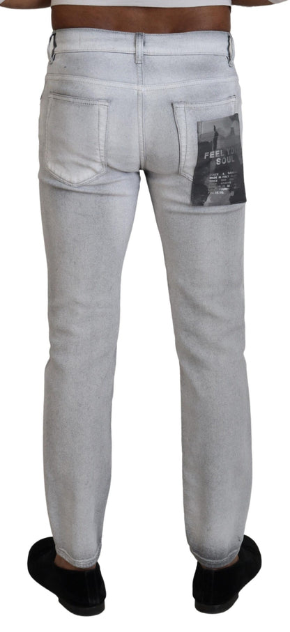 Pantalones elegantes de mezcla de algodón lavado en gris