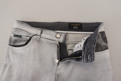Pantalones elegantes de mezcla de algodón lavado en gris