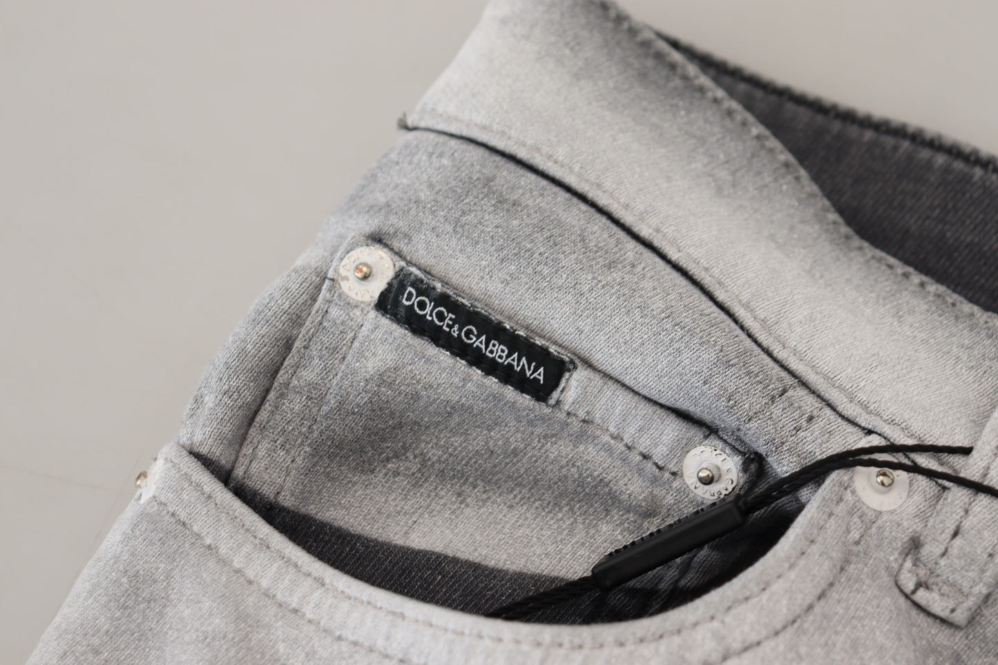Pantalones elegantes de mezcla de algodón lavado en gris
