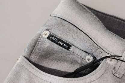 Pantalones elegantes de mezcla de algodón lavado en gris