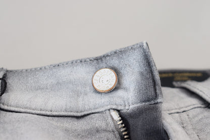 Pantalones elegantes de mezcla de algodón lavado en gris
