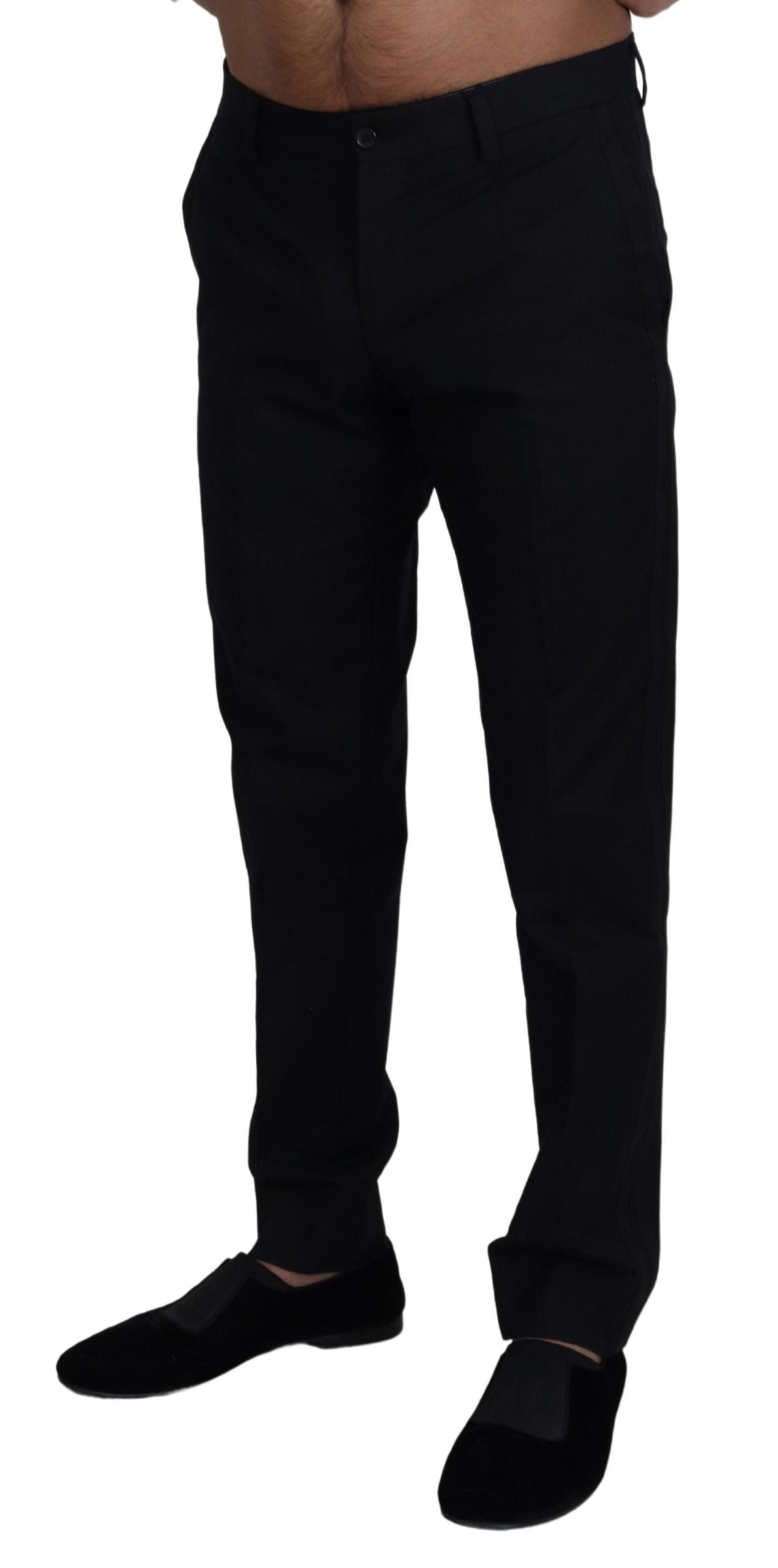 Pantalones elegantes de algodón negro