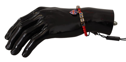 Elegante pulsera de cristal azul, rojo y zamak