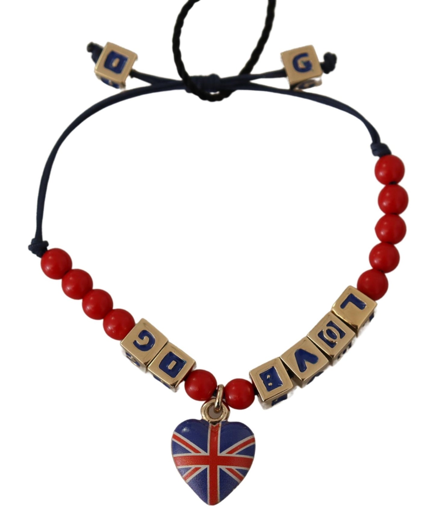 Elegante pulsera de cristal azul, rojo y zamak