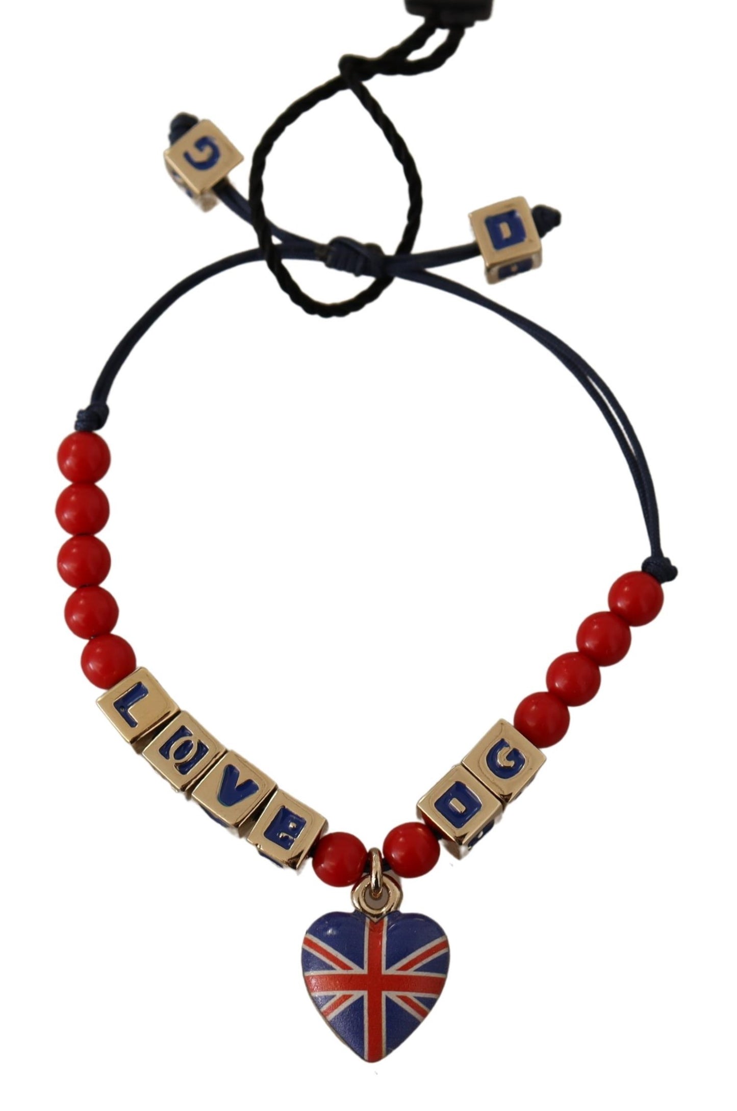 Elegante pulsera de cristal azul, rojo y zamak