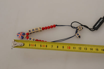 Elegante pulsera de cristal azul, rojo y zamak