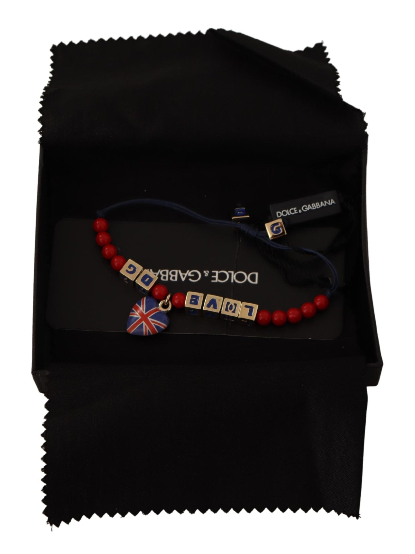 Elegante pulsera de cristal azul, rojo y zamak