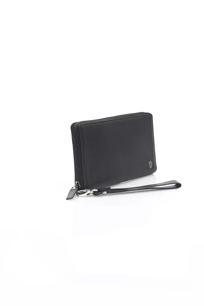 Cartera de cuero negra para hombre