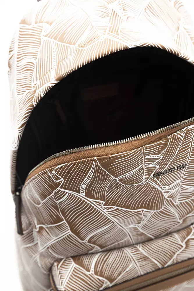 Mochila de cuero marrón para hombre