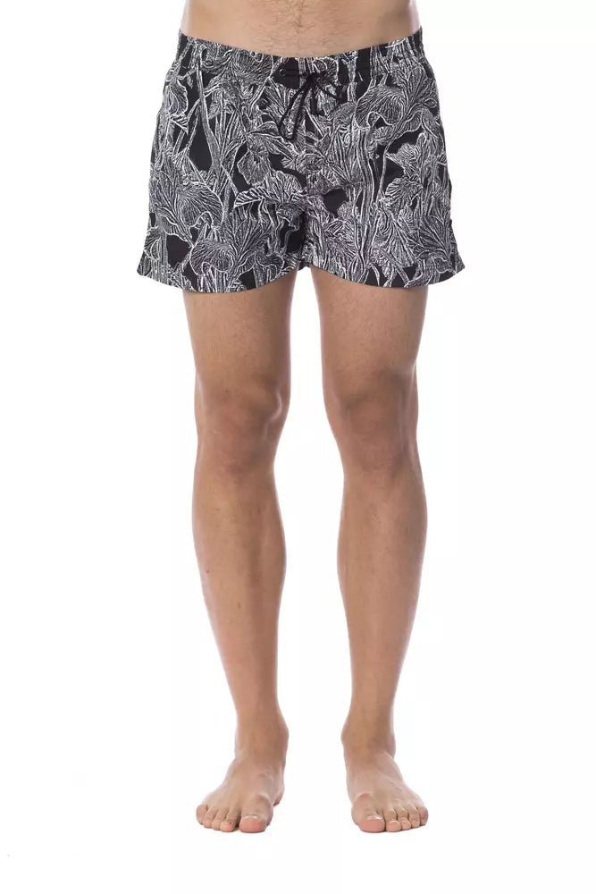 Traje de baño de poliéster negro para hombre
