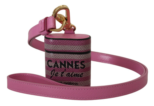 Estuche elegante de cuero rosa para AirPods
