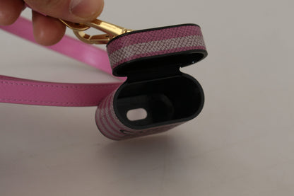 Estuche elegante de cuero rosa para AirPods