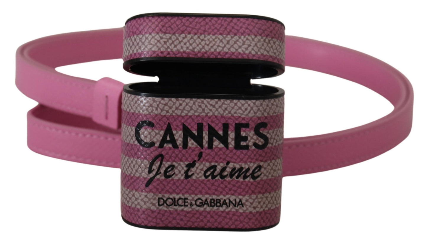 Estuche elegante de cuero rosa para AirPods