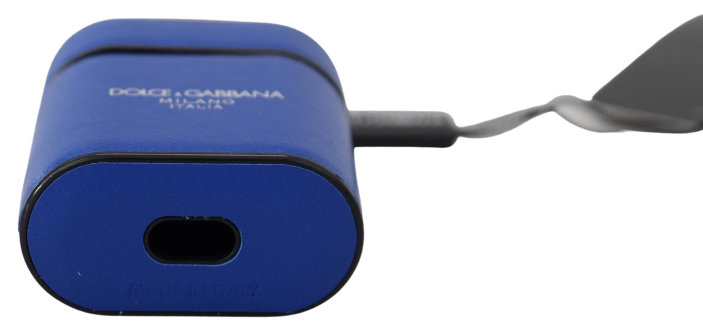 Elegante funda de cuero azul para Airpods