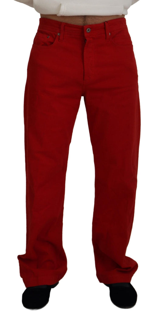 Pantalones vaqueros de algodón rojo elegantes