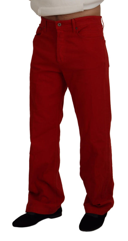 Pantalones vaqueros de algodón rojo elegantes