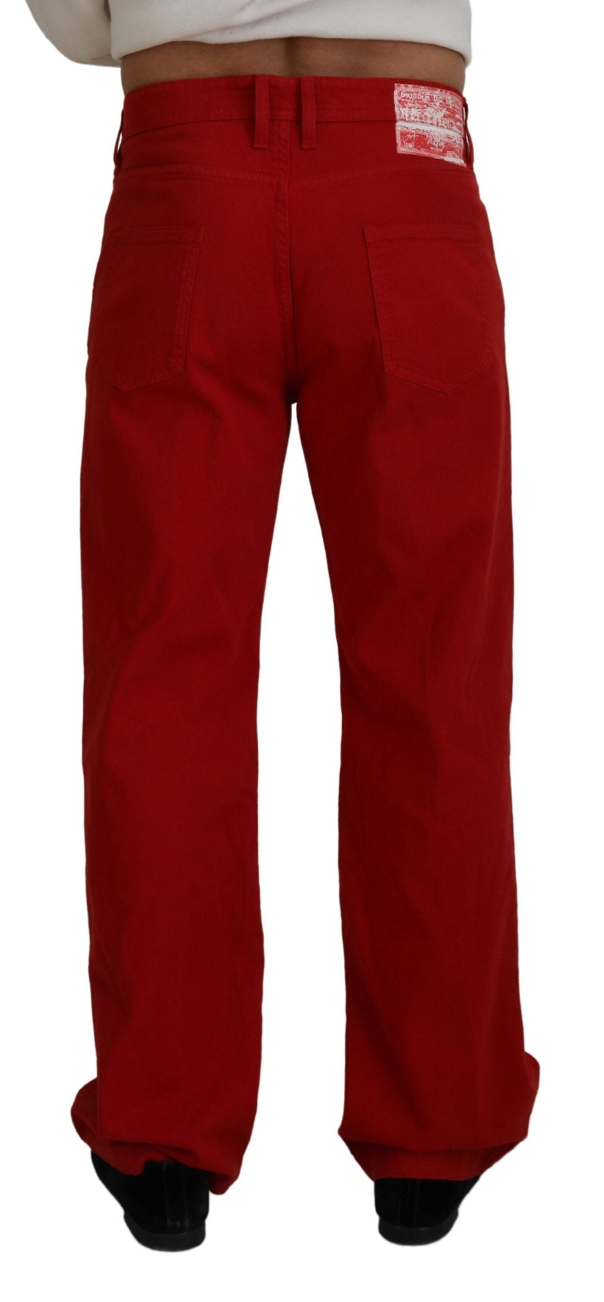 Pantalones vaqueros de algodón rojo elegantes