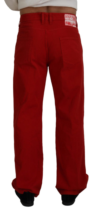 Pantalones vaqueros de algodón rojo elegantes