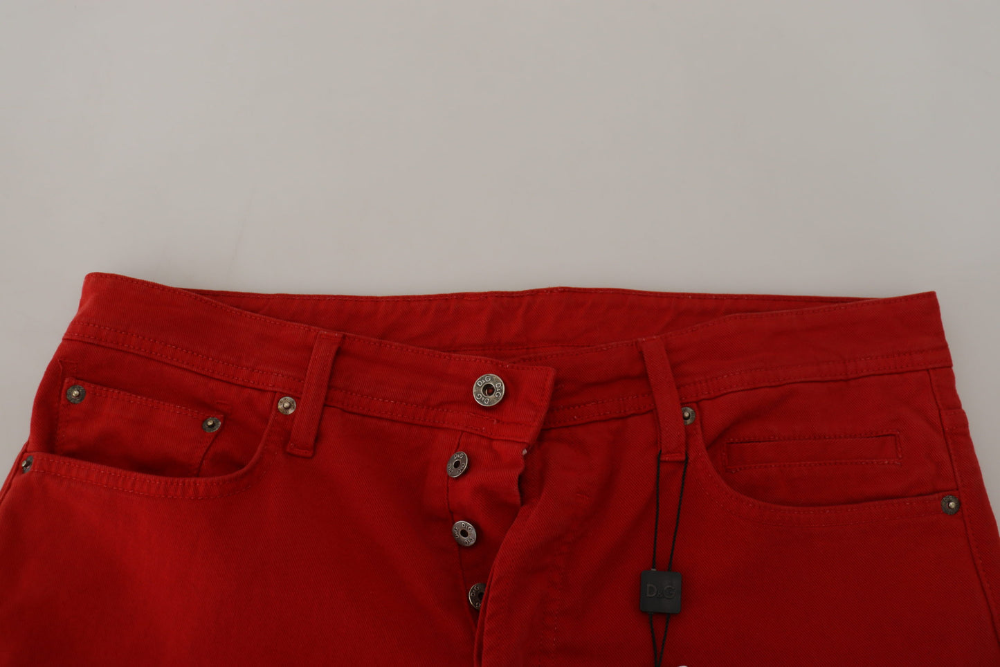 Pantalones vaqueros de algodón rojo elegantes