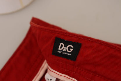 Pantalones vaqueros de algodón rojo elegantes