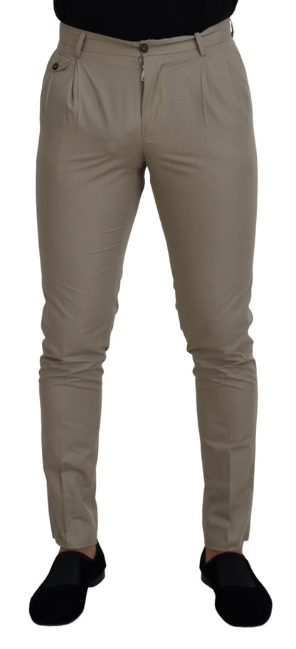 Impresionantes pantalones de algodón italiano en color beige
