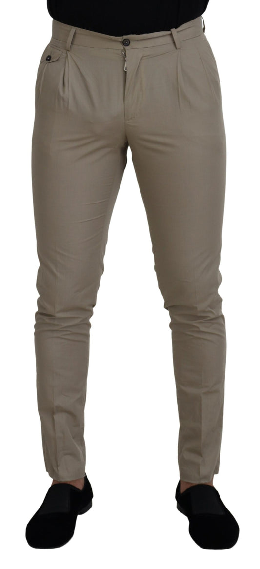 Impresionantes pantalones de algodón italiano en color beige