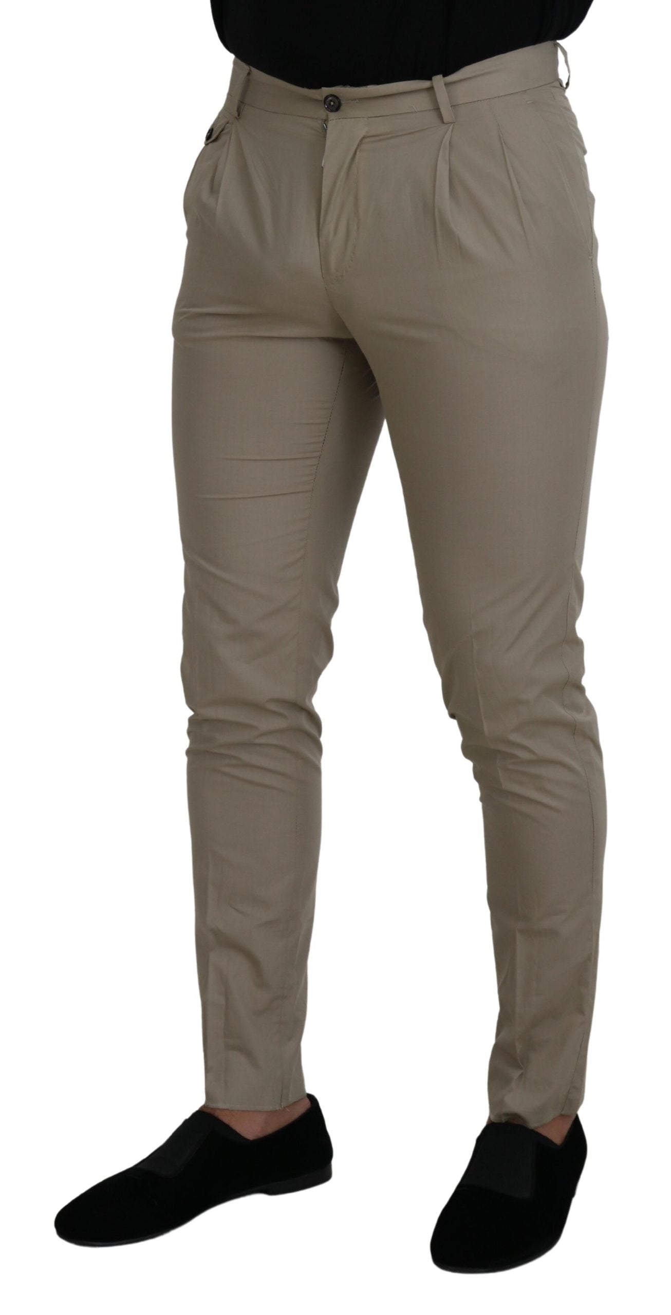 Impresionantes pantalones de algodón italiano en color beige