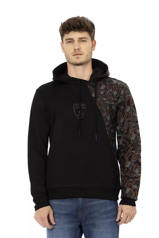 Sudadera con capucha de algodón negra para hombre