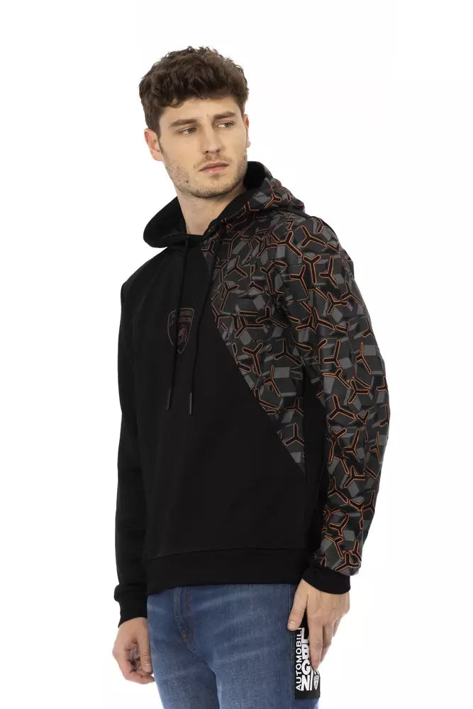 Sudadera con capucha de algodón negra para hombre
