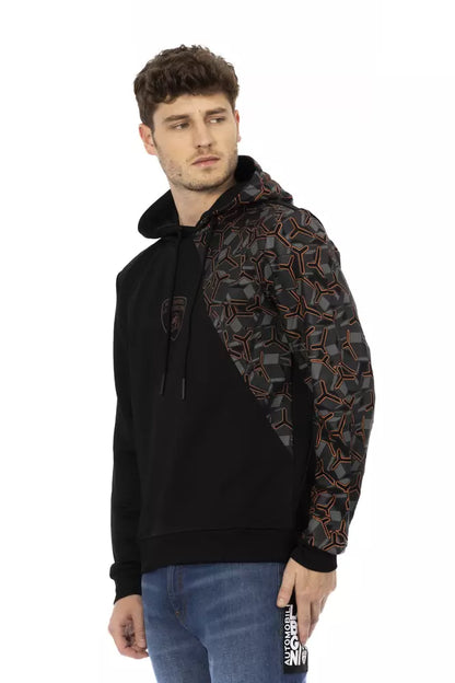 Sudadera con capucha de algodón negra para hombre