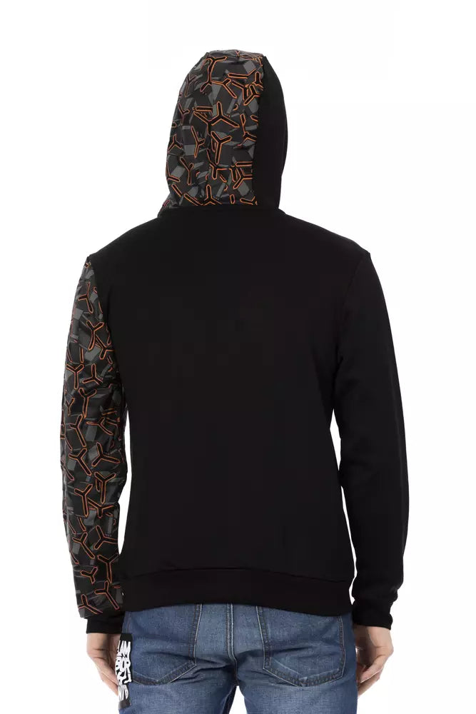 Sudadera con capucha de algodón negra para hombre