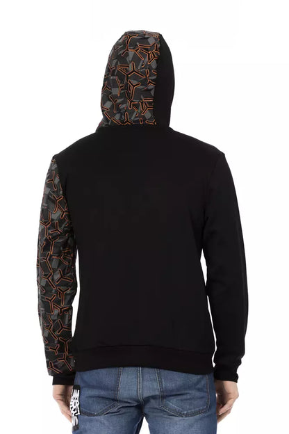 Sudadera con capucha de algodón negra para hombre