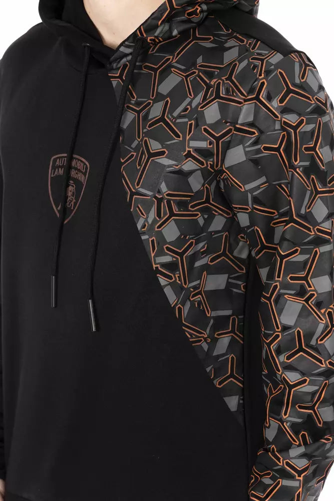 Sudadera con capucha de algodón negra para hombre