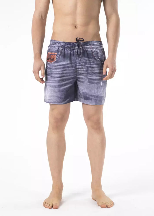 Bañador corto de poliéster azul para hombre