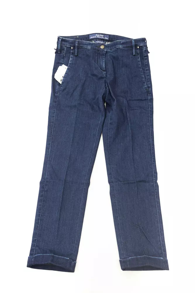Vaqueros de algodón azul para mujer