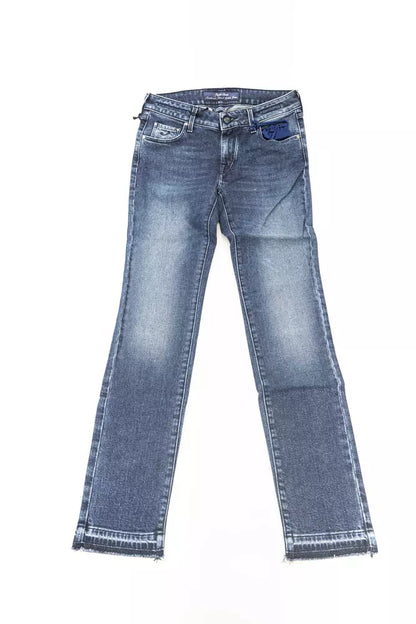 Vaqueros de algodón azul para mujer