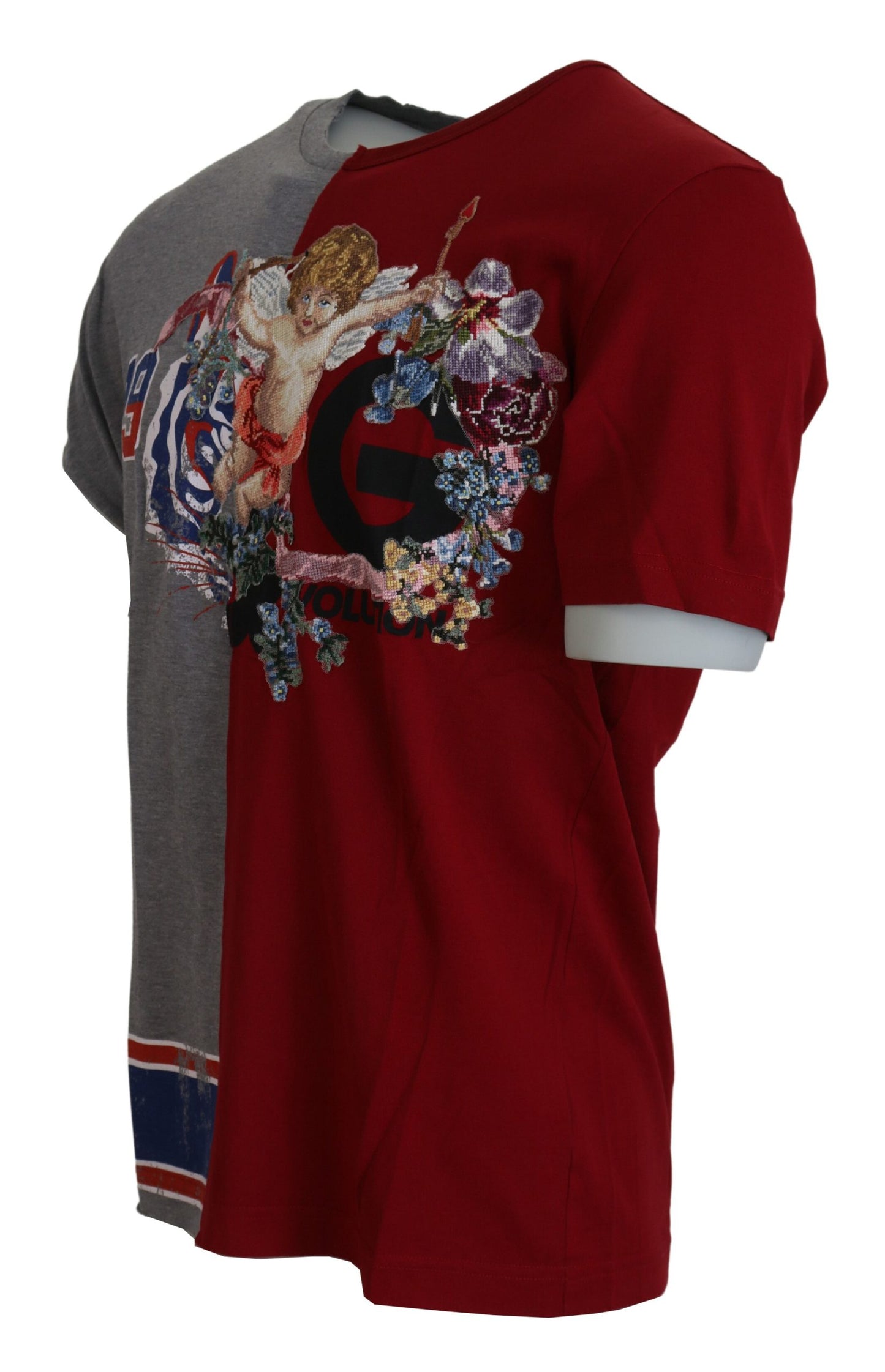 Camiseta de cuello redondo con ángeles florales