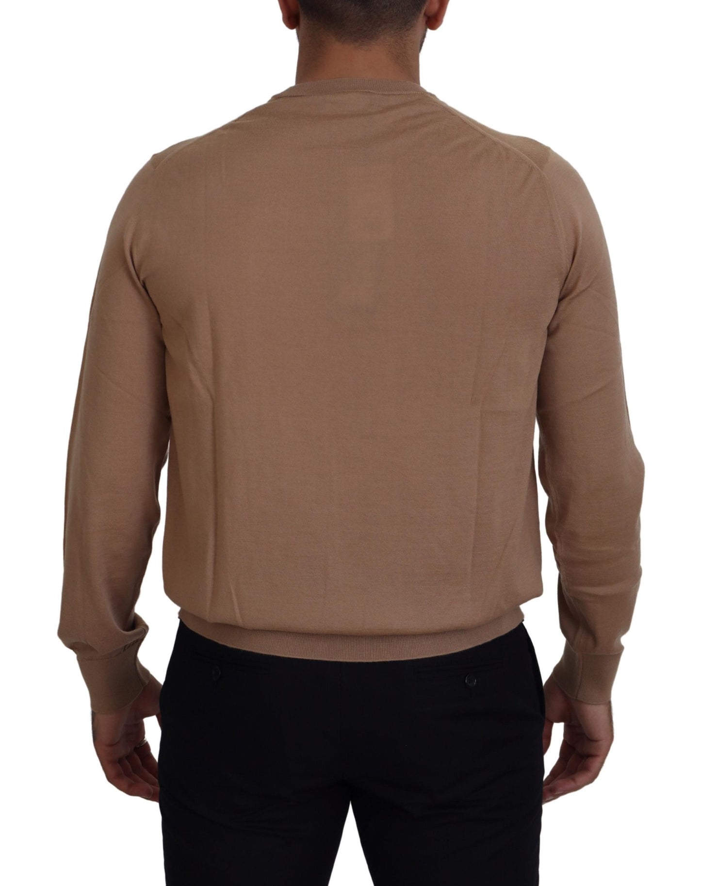 Suéter de cuello redondo de cachemira beige