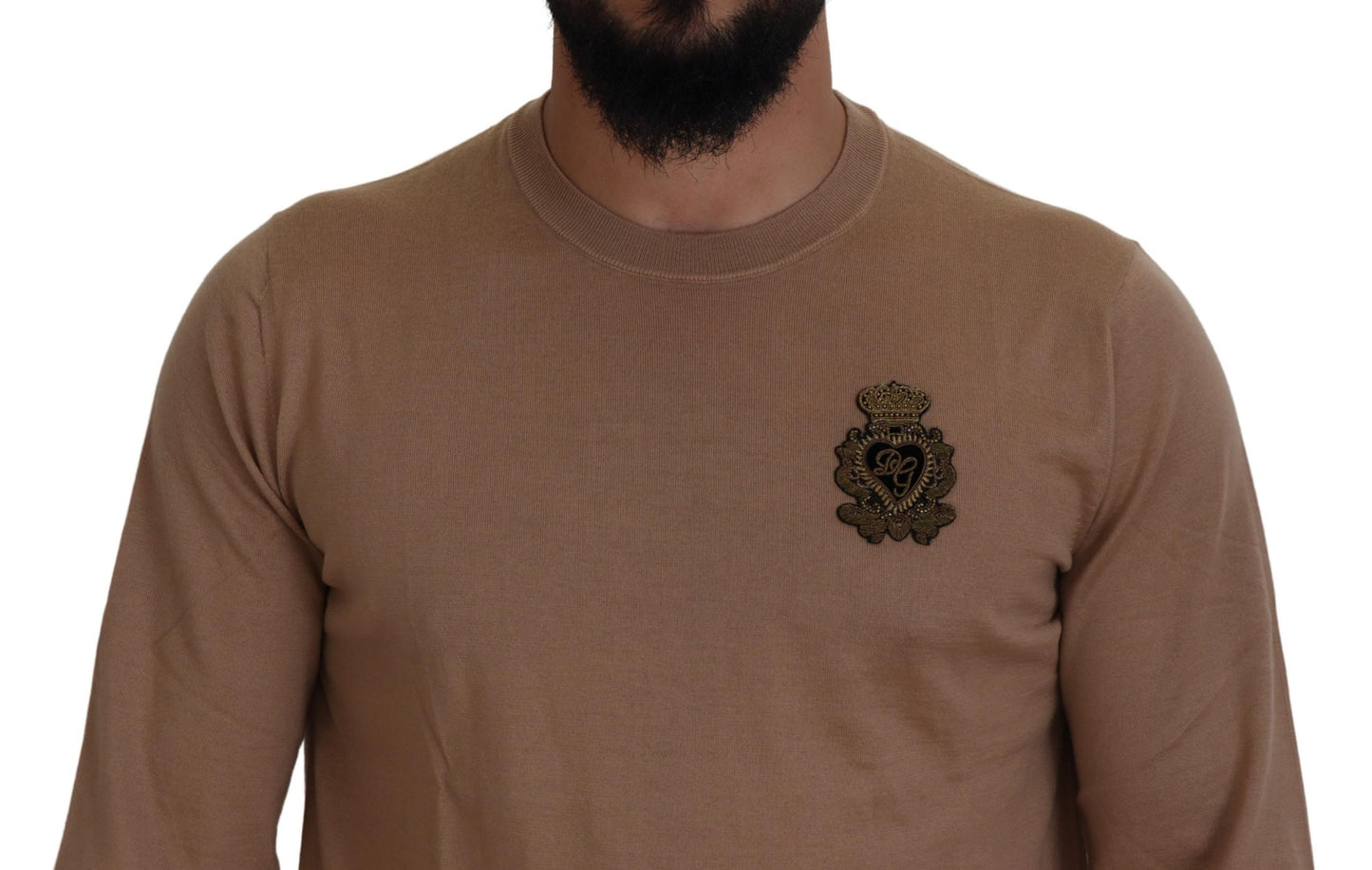 Suéter de cuello redondo de cachemira beige