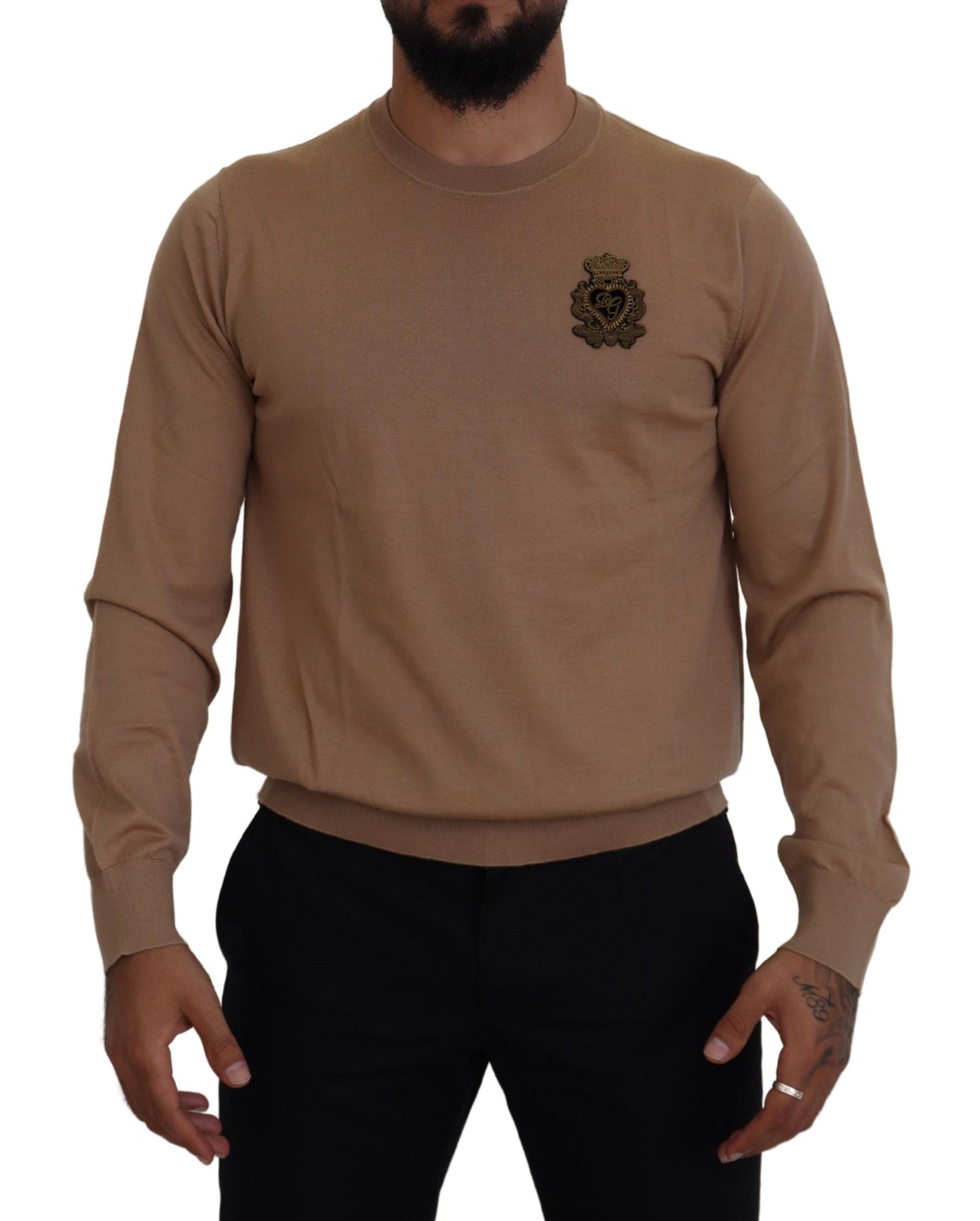 Suéter de cuello redondo de cachemira beige