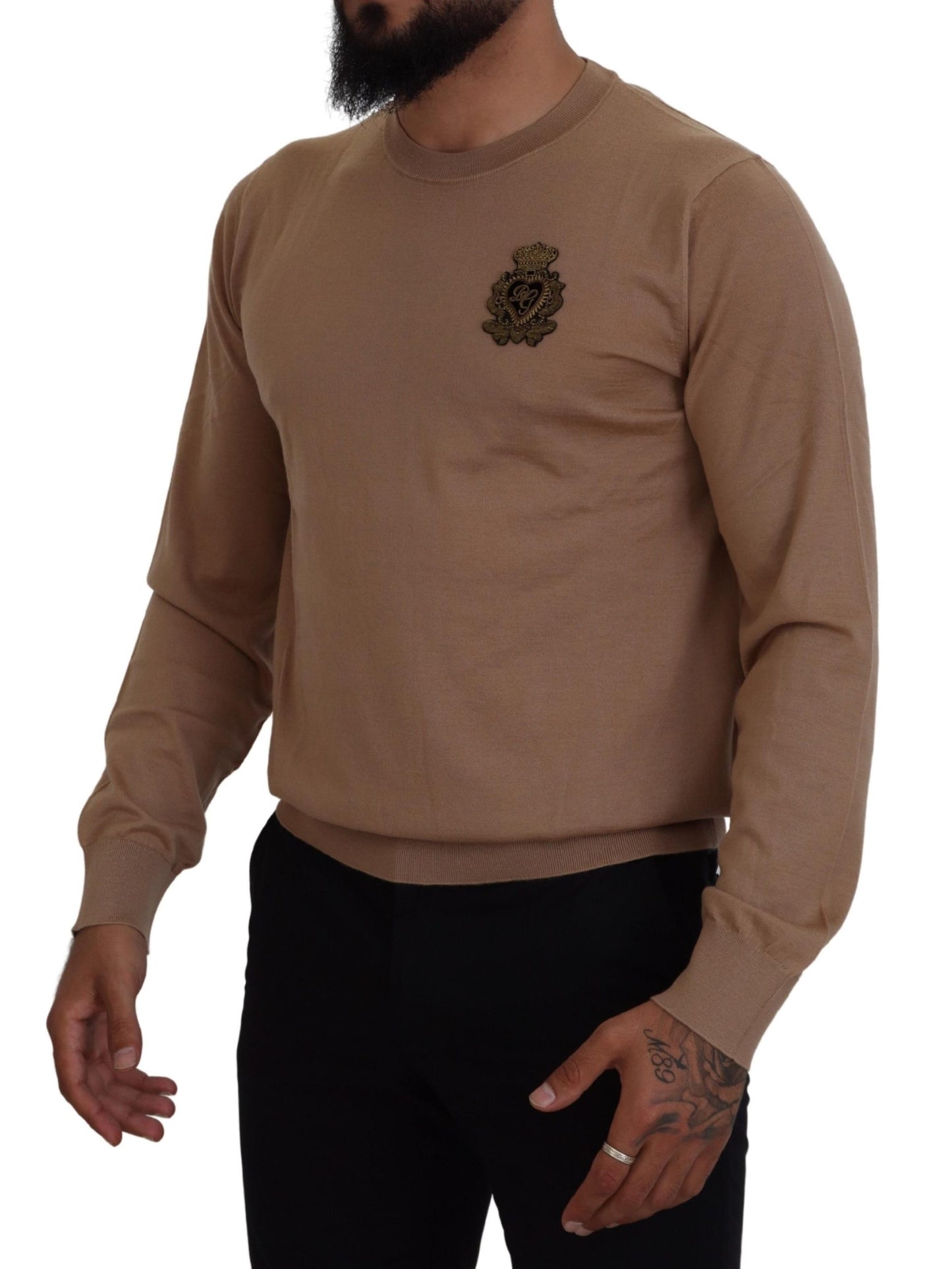 Suéter de cuello redondo de cachemira beige